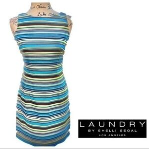 Laundry by Shelly Segal Striped Cut Out Back Dress